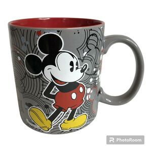 DISNEY MICKEY MOUSE 20oz Ceramic Mug Cup Coffee Tea Grey Red Yellow Black NEW